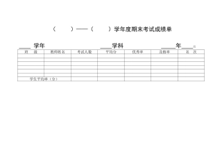 学年度期末考试成绩单