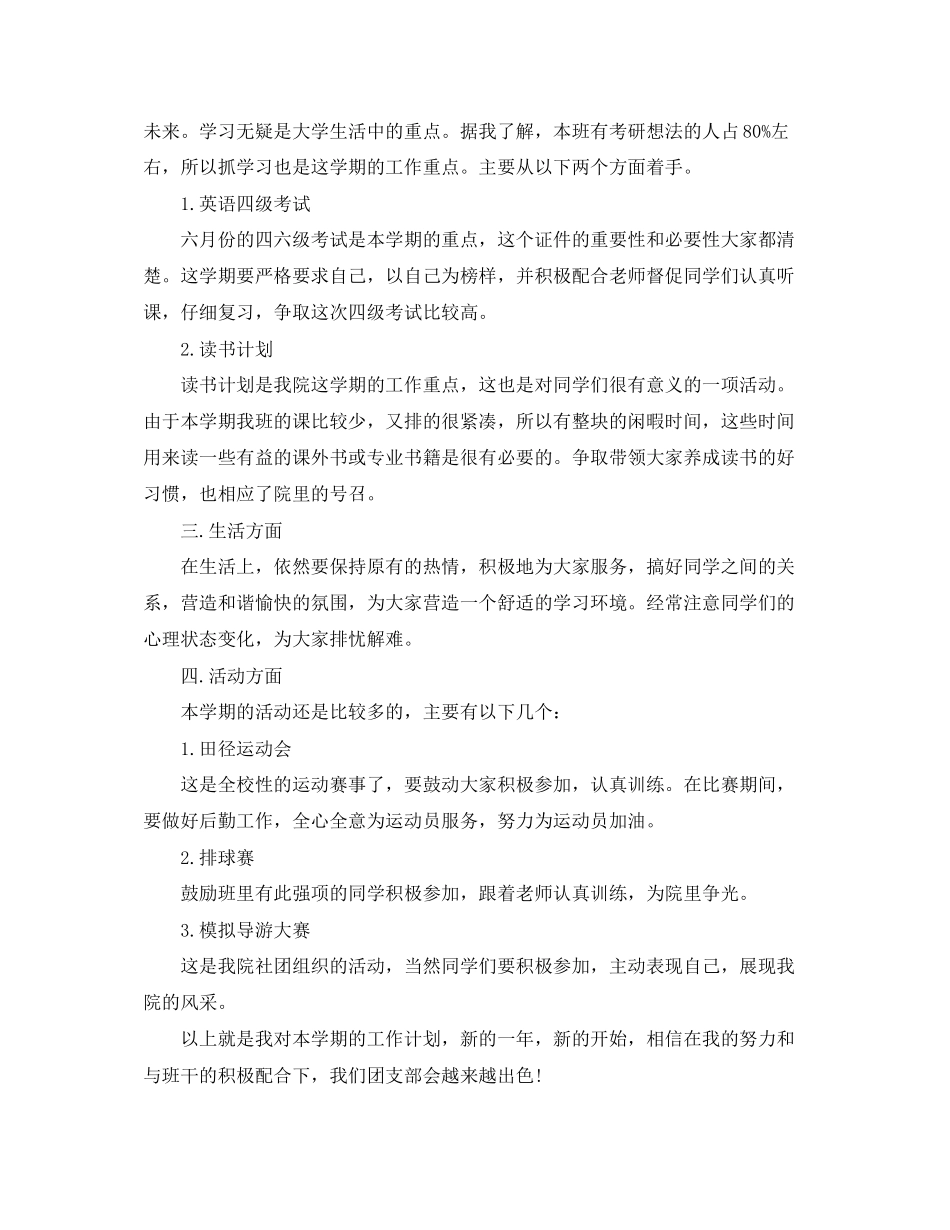 团支部书记工作计划模板_第2页