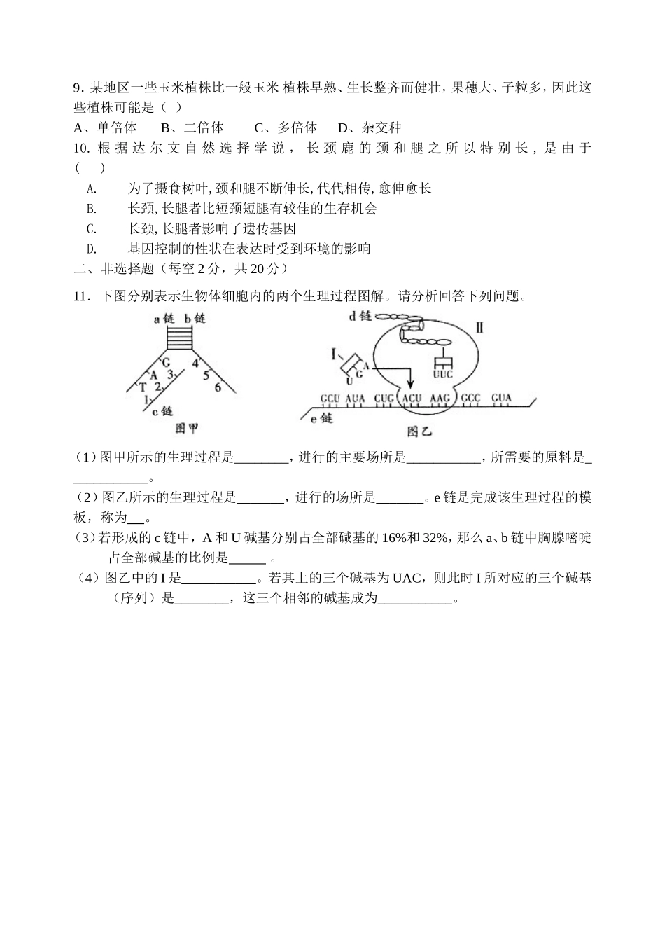 高一下期末试卷(文科)_第2页