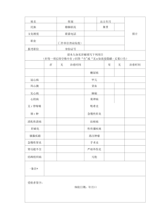 公务员体检项目表