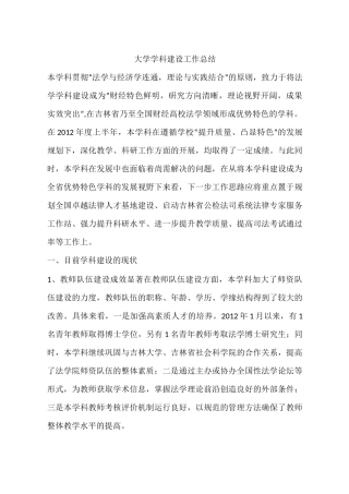大学学科建设工作总结