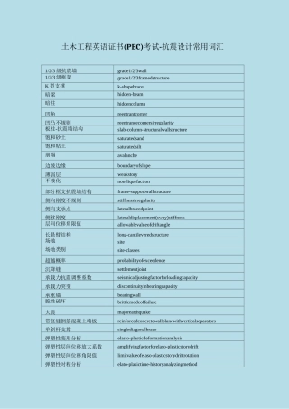 土木工程英语证书(PEC)考试-抗震设计常用词汇