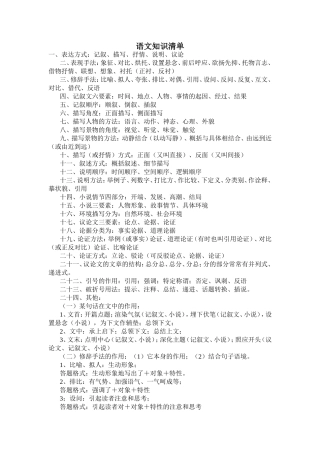 语文知识清单