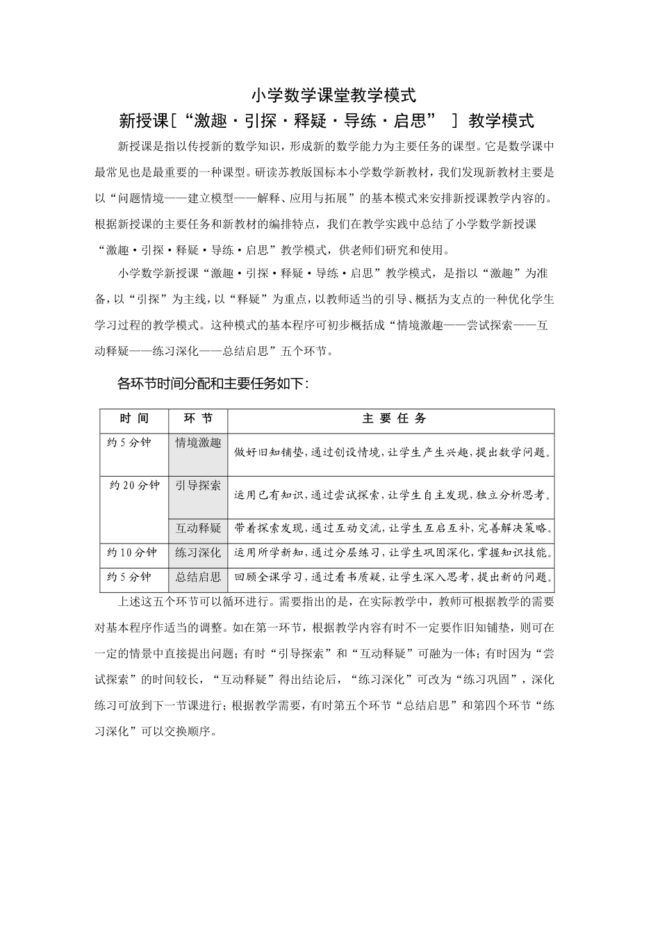 小学数学课堂教学模式_第1页