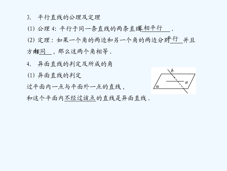 《学案与测评》2011年高考数学总复习 第十单元第三节 空间点、直线、平面之间的位置关系精品课件 苏教版_第3页