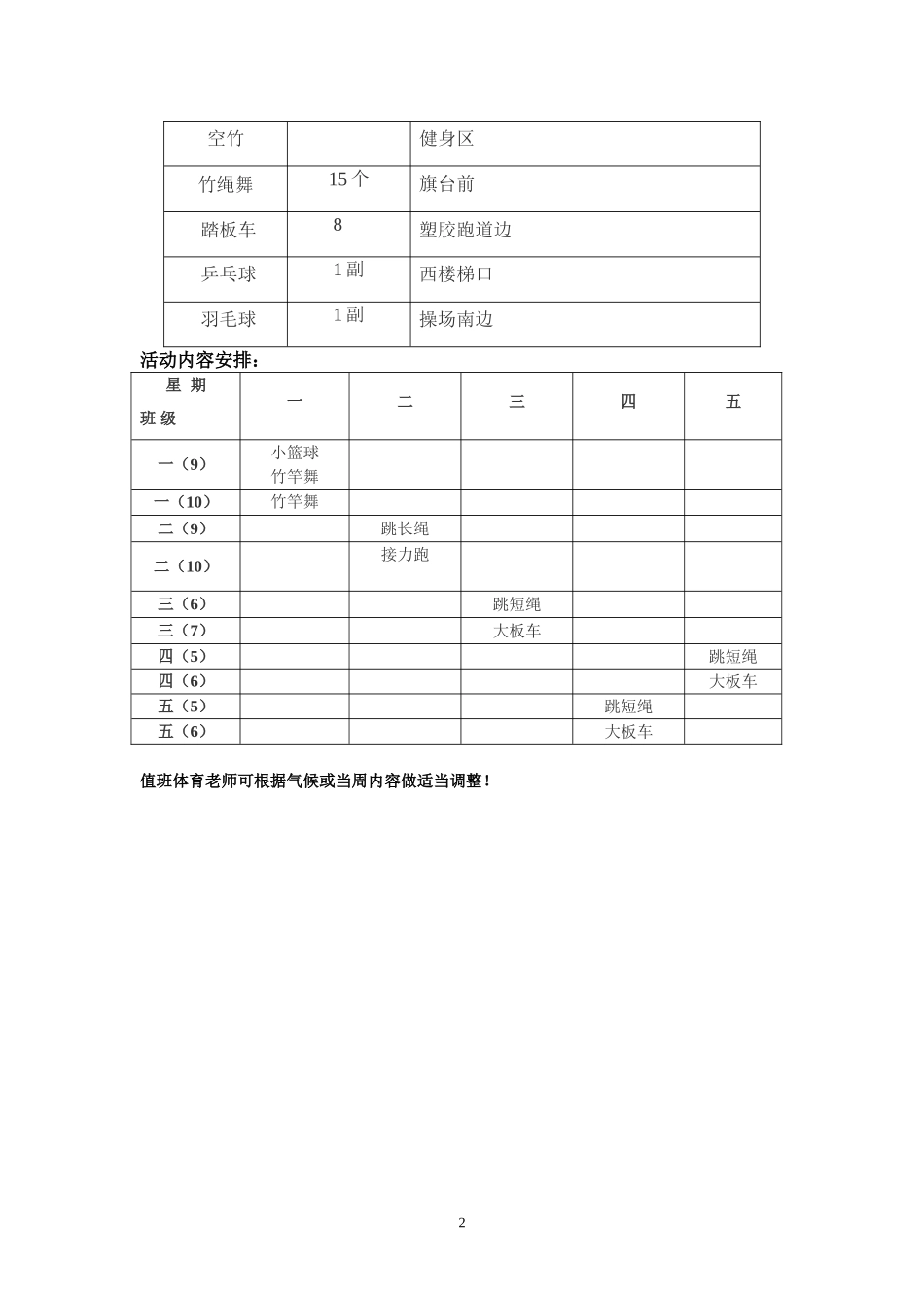东风西路小学流花校区大课间计划2009学年第二学期_第2页