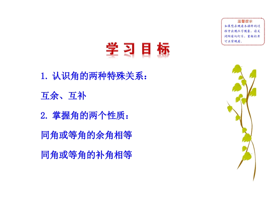 【华师大版】七年级数学上册：463《余角和补角》课件_第2页