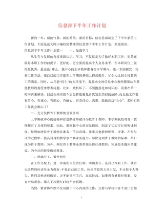 信息部下半年工作计划