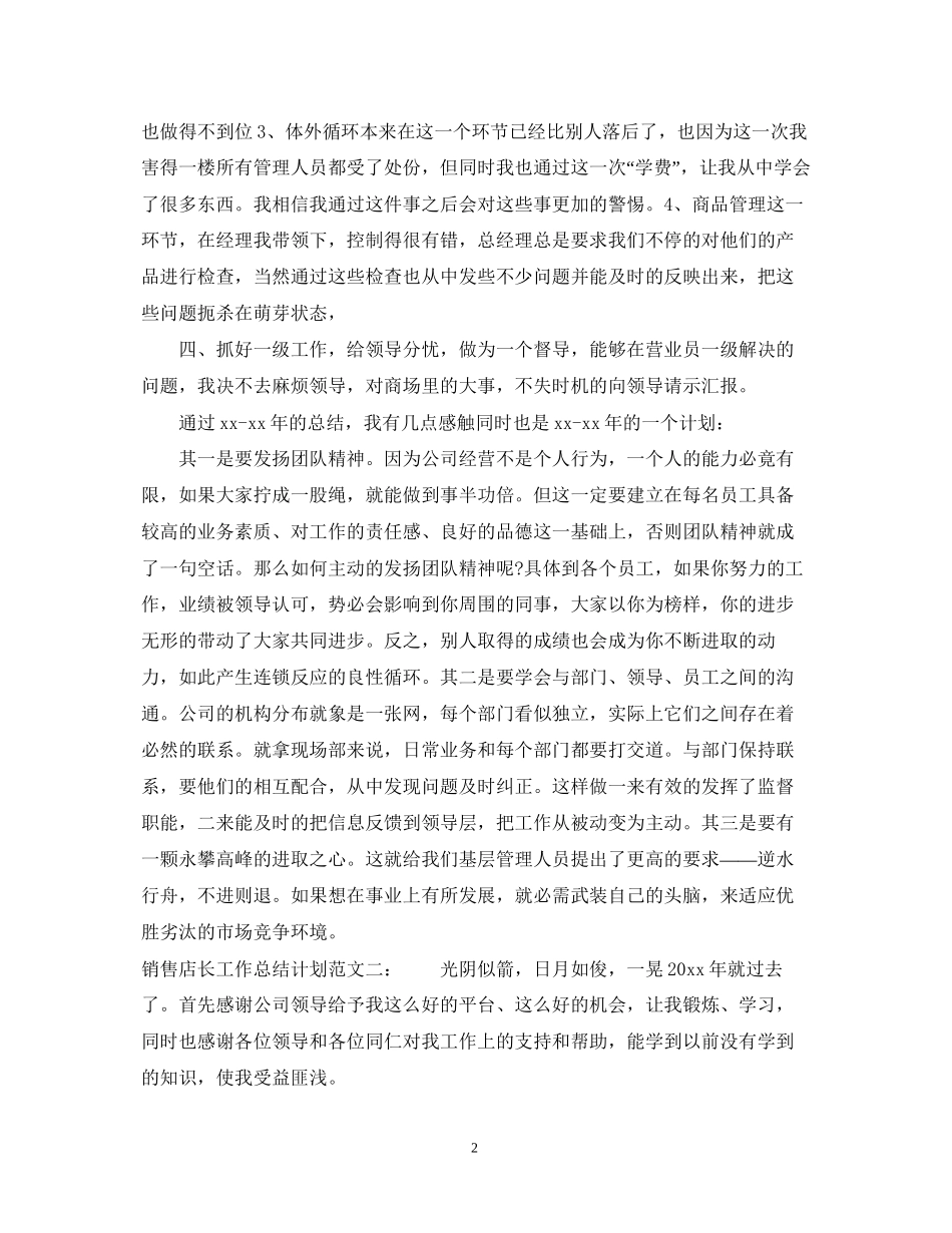 销售店长工作总结计划_第2页