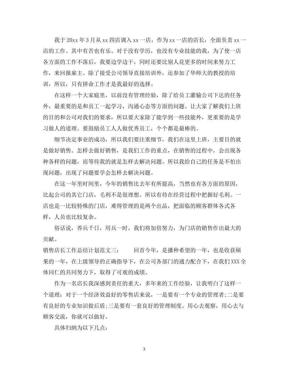 销售店长工作总结计划_第3页
