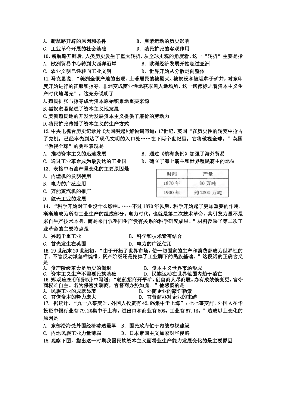 2016届高一历史第二次月考试题_第2页