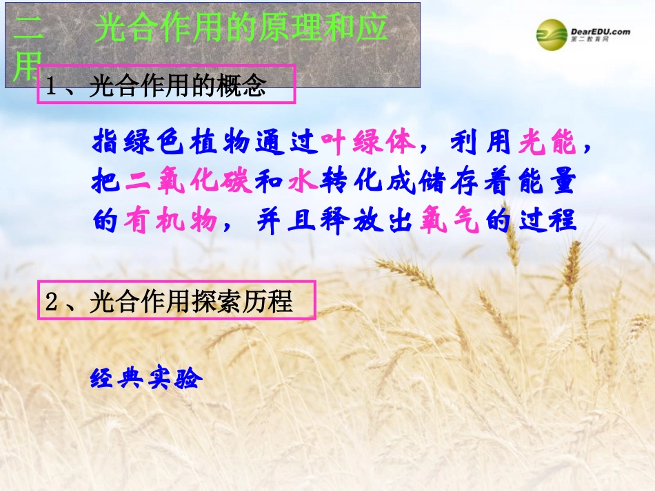 高中一年级生物必修1第5章细胞的能量供应和利用第4节能量之源──光与光合作用第一课时课件_第2页