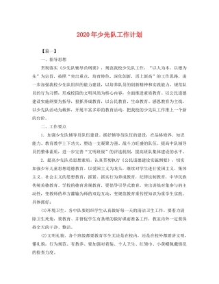 2020年少先队工作计划2
