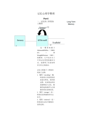 记忆心理学整理心得