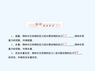 （新课标沪科版）《金版新学案》2011高三物理一轮复习 超重与失重课件