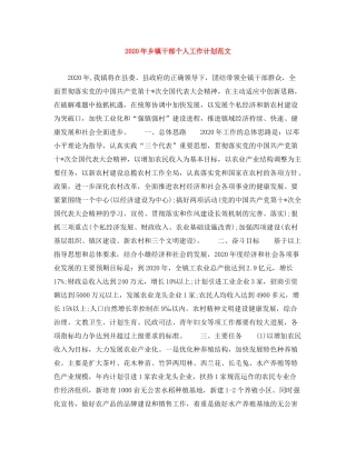 2020年乡镇干部个人工作计划范文