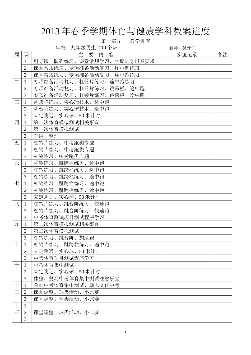 2013年春季学期教学进度_第1页