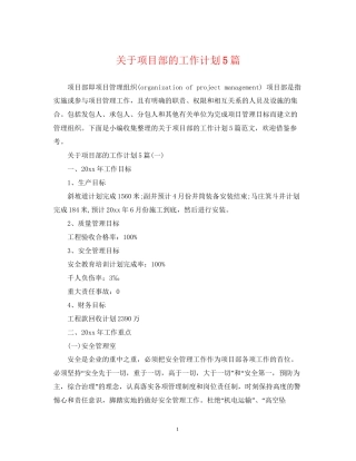 关于项目部的工作计划5篇