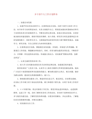 乡干部个人工作计划样本