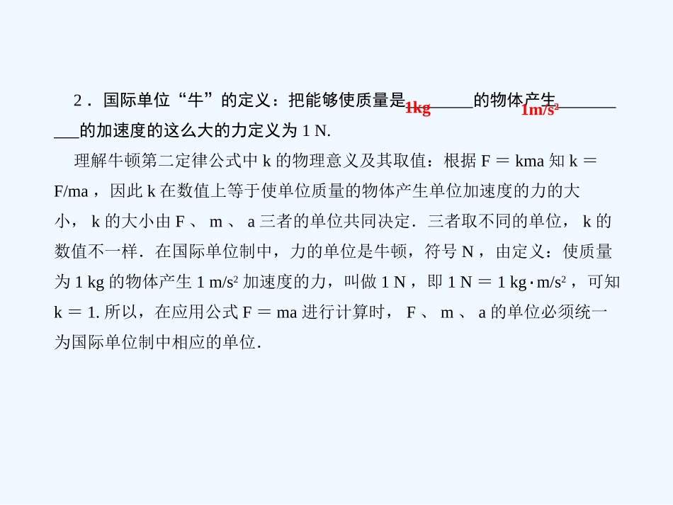 （新课标沪科版）《金版新学案》2011高三物理一轮复习 牛顿第二定律课件_第2页