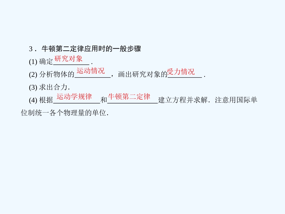（新课标沪科版）《金版新学案》2011高三物理一轮复习 牛顿第二定律课件_第3页