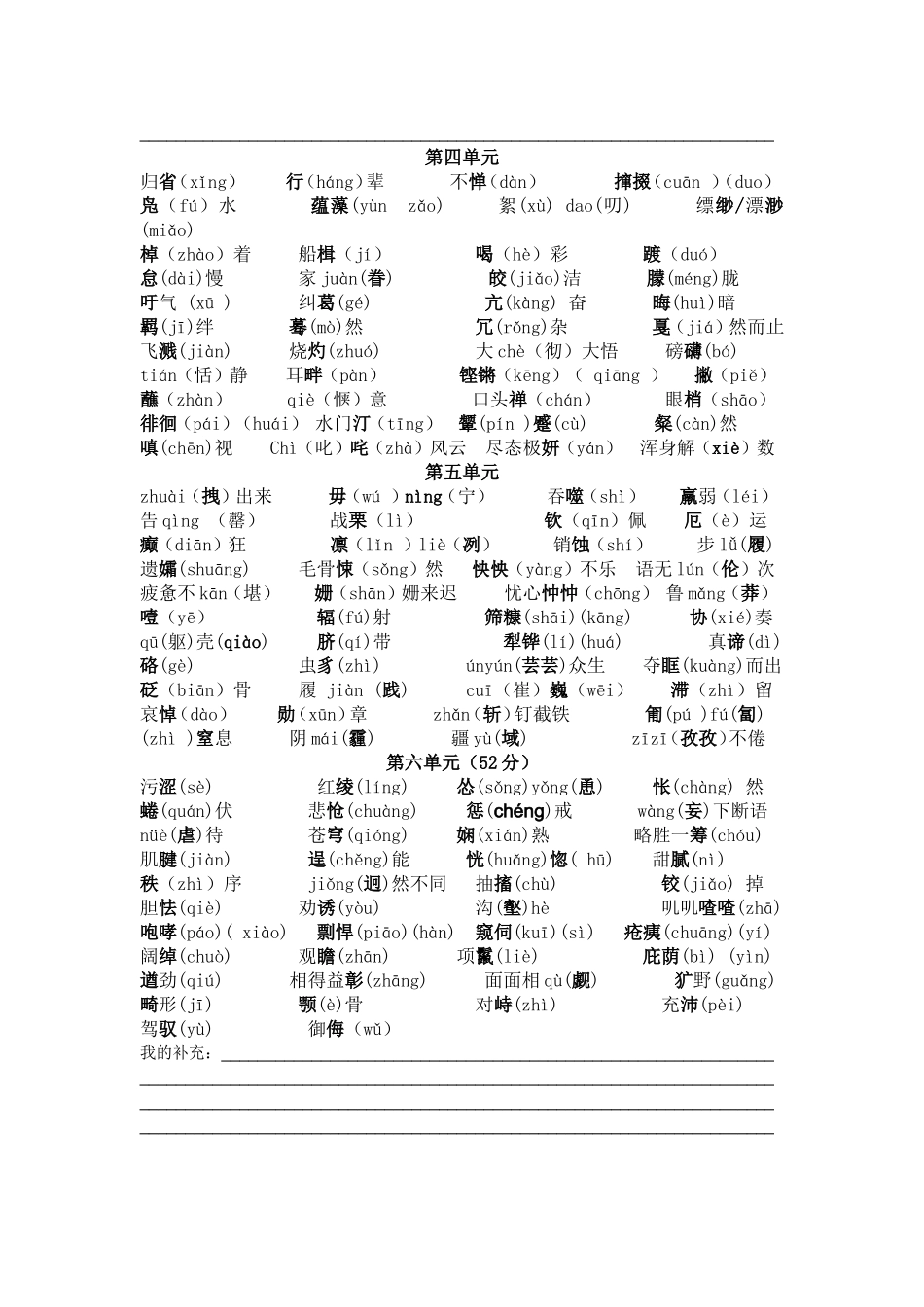 七年级语文下册课后字词测试_第2页