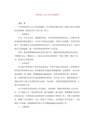 外科护士长工作计划例文