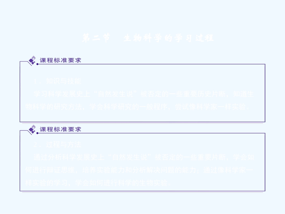 《金版》高中生物 第一单元 第二节生物科学的学习过程课件 苏教版必修1_第1页