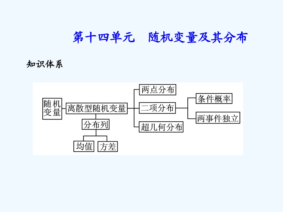 《学案与测评》2011年高考数学总复习 第十四单元第三节 离散型随机变量的均值与方差_第1页