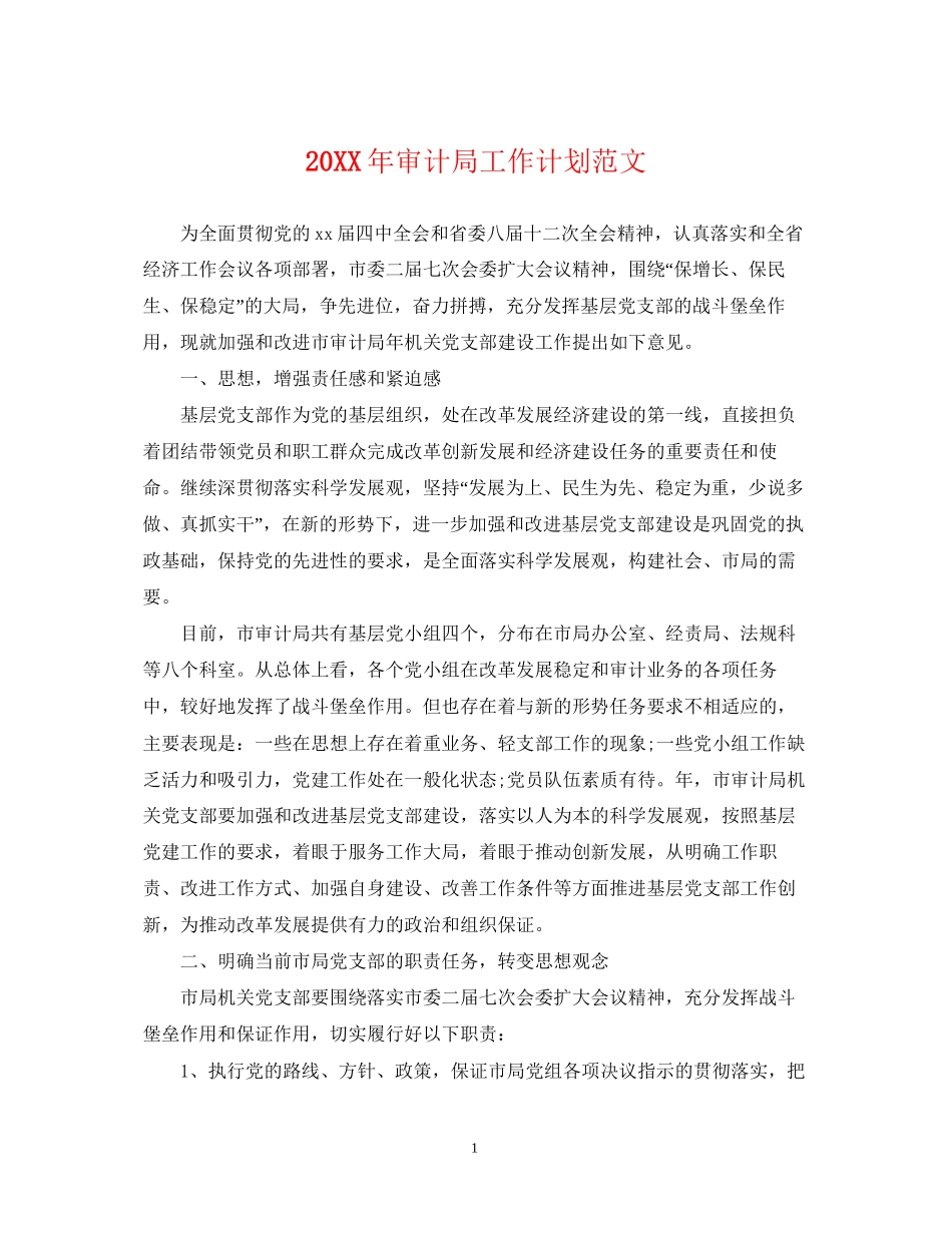 审计局工作计划范文_第1页