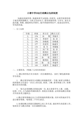 小塘中学学校行政蹲点包班制度