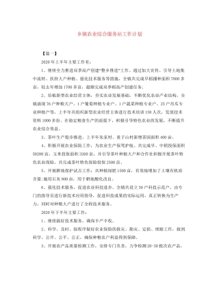 乡镇农业综合服务站工作计划