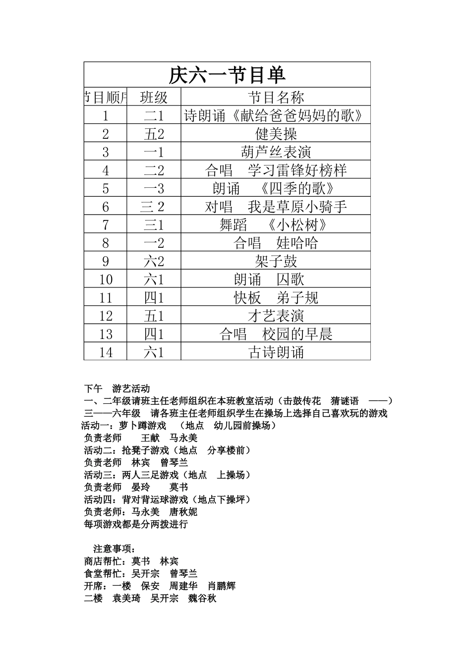 三门中心小学六一活动方案1_第2页