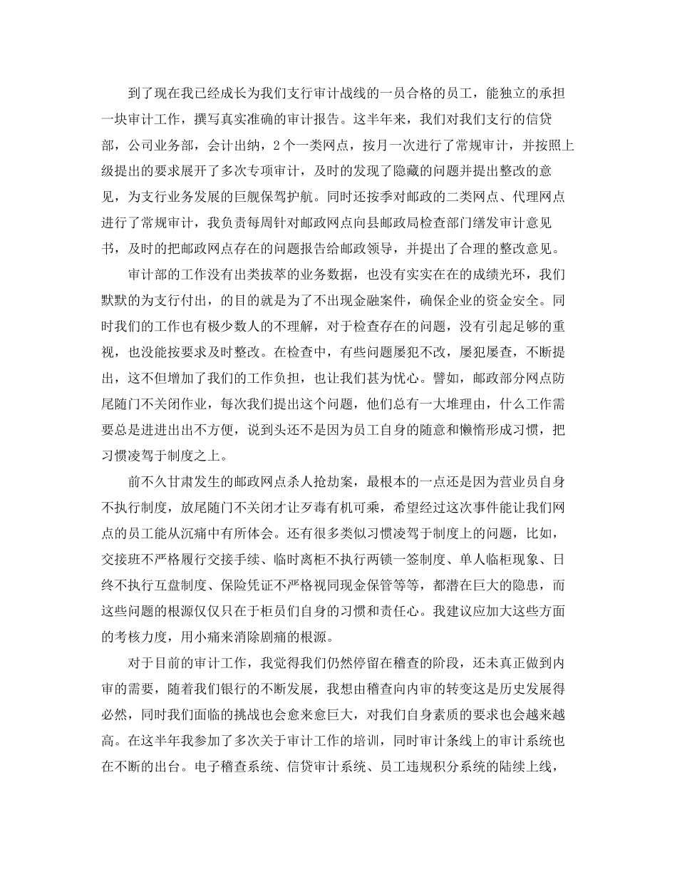 银行审计师工作计划模板_第2页