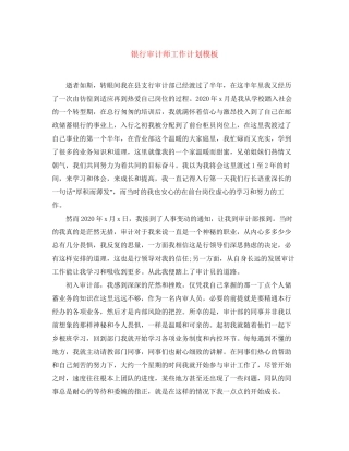 银行审计师工作计划模板