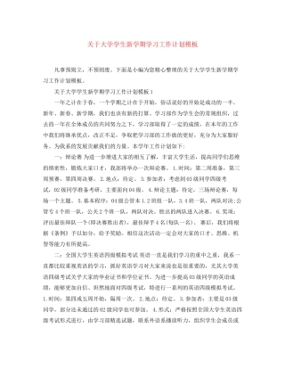 关于大学学生新学期学习工作计划模板