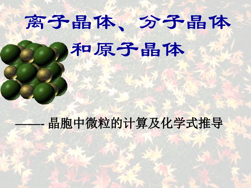 化学晶胞计算讲义_第1页