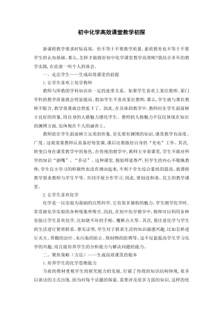 初中化学高效课堂教学初探