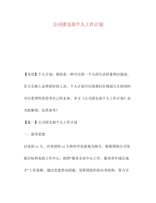 公司团支部个人工作计划