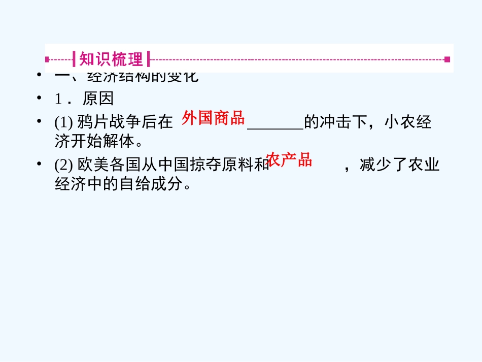 《金版新学案》2011高三历史一轮复习 第19讲 近代中国社会经济结构的变动和民族工业的曲折发展课件 岳麓版_第3页