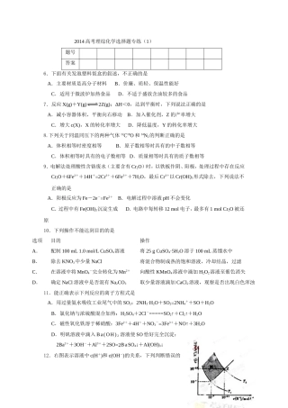 2014高考理综化学选择题训练1