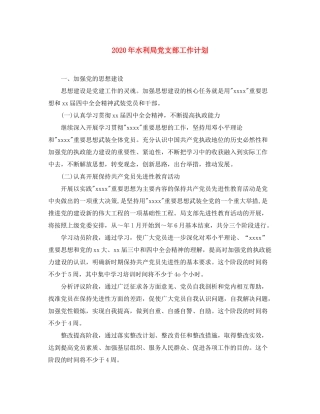 2020年水利局党支部工作计划