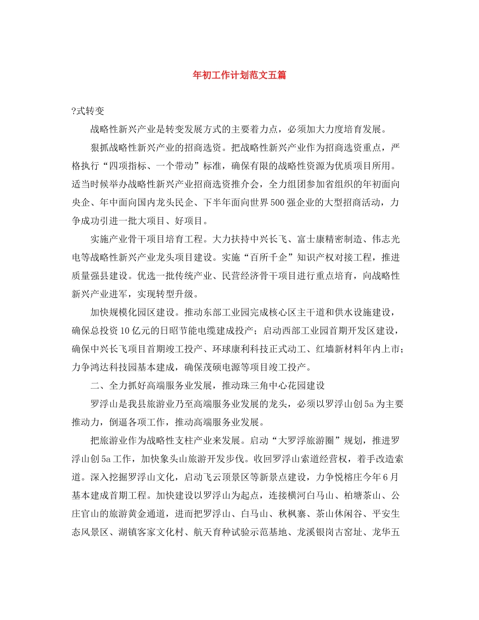 2020年初工作计划范文五篇_第1页