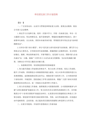 单位团支部工作计划范例