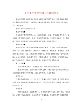 小学下半年综合组工作计划范文