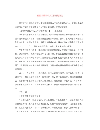 乡镇长个人工作计划方案