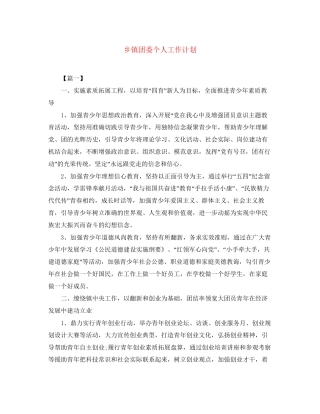 乡镇团委个人工作计划