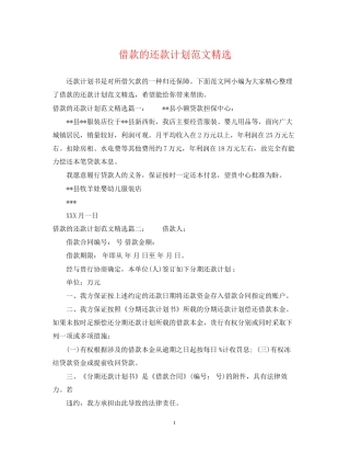 借款的还款计划范文精选