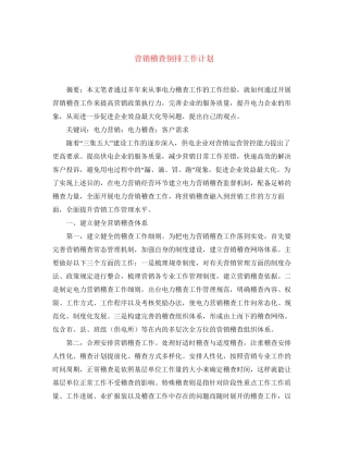 营销稽查倒排工作计划