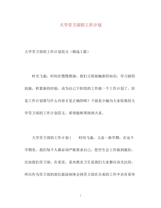 大学劳卫部的工作计划